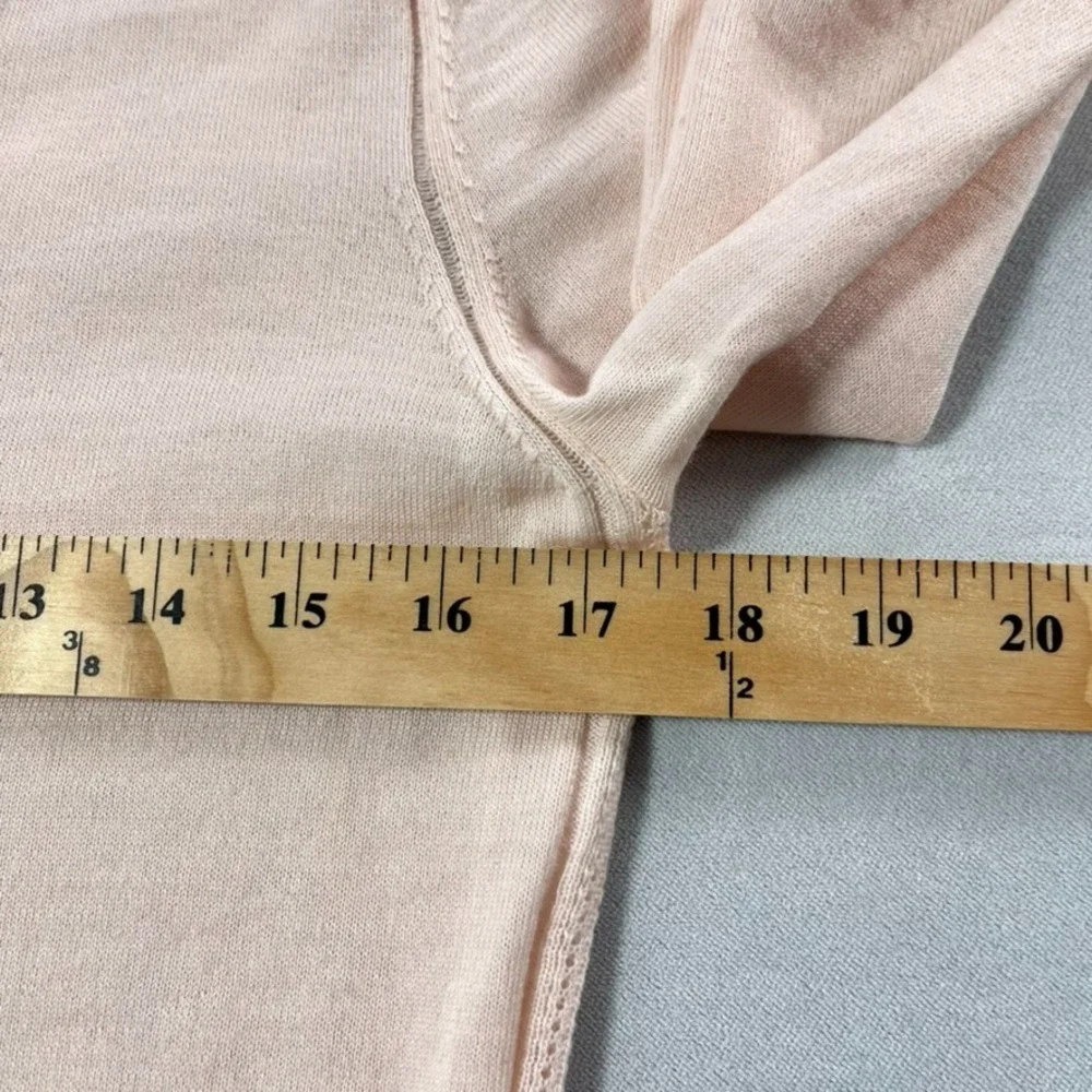 Banana Republic Sweater Women XS Pink Extra‎ Fine Merino Wool V-Neck Blush